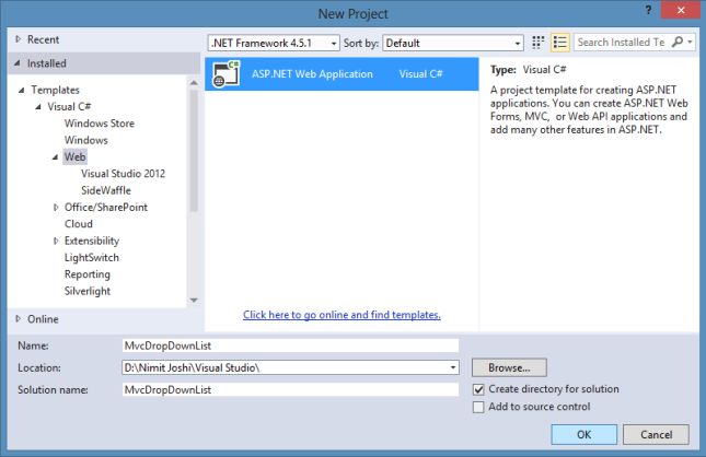 Create Web Application in VS 2013
